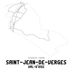SAINT-JEAN-DE-VERGES Val-d'Oise. Minimalistic street map with black and white lines.