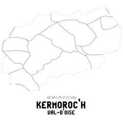 KERMOROC'H Val-d'Oise. Minimalistic street map with black and white lines.
