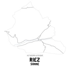 RIEZ Somme. Minimalistic street map with black and white lines.