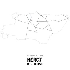 MERCY Val-d'Oise. Minimalistic street map with black and white lines.