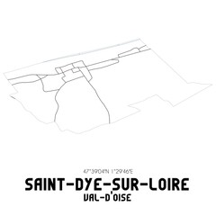 SAINT-DYE-SUR-LOIRE Val-d'Oise. Minimalistic street map with black and white lines.