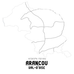 ARANCOU Val-d'Oise. Minimalistic street map with black and white lines.