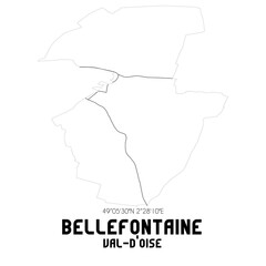 BELLEFONTAINE Val-d'Oise. Minimalistic street map with black and white lines.