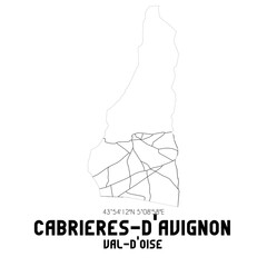 CABRIERES-D'AVIGNON Val-d'Oise. Minimalistic street map with black and white lines.