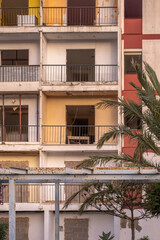 Fototapeta premium block of abandoned buildings, in poor condition and half demolished.Tenerife, Canary Islands, Spain.