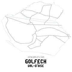 GOLFECH Val-d'Oise. Minimalistic street map with black and white lines.
