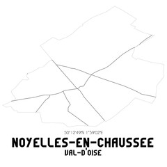 NOYELLES-EN-CHAUSSEE Val-d'Oise. Minimalistic street map with black and white lines.