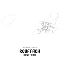 ROUFFACH Haut-Rhin. Minimalistic street map with black and white lines.