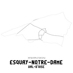 ESQUAY-NOTRE-DAME Val-d'Oise. Minimalistic street map with black and white lines.