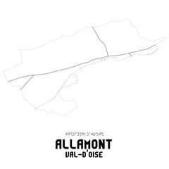 ALLAMONT Val-d'Oise. Minimalistic street map with black and white lines.