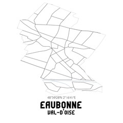 EAUBONNE Val-d'Oise. Minimalistic street map with black and white lines.