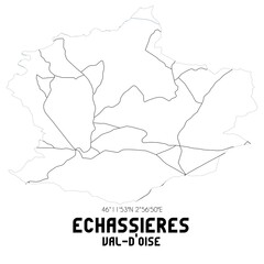 ECHASSIERES Val-d'Oise. Minimalistic street map with black and white lines.