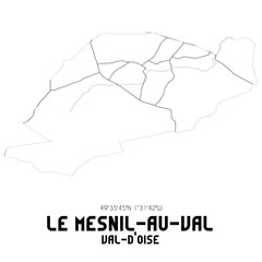 LE MESNIL-AU-VAL Val-d'Oise. Minimalistic street map with black and white lines.