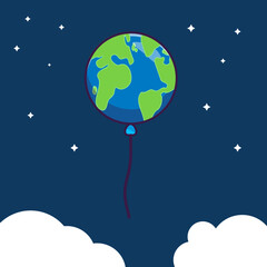 earth balloon illustration. vector. cartoon