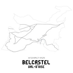 BELCASTEL Val-d'Oise. Minimalistic street map with black and white lines.