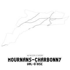 MOURNANS-CHARBONNY Val-d'Oise. Minimalistic street map with black and white lines.
