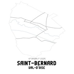 SAINT-BERNARD Val-d'Oise. Minimalistic street map with black and white lines.