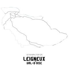 Obraz premium LEIGNEUX Val-d'Oise. Minimalistic street map with black and white lines.
