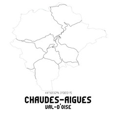Obraz premium CHAUDES-AIGUES Val-d'Oise. Minimalistic street map with black and white lines.