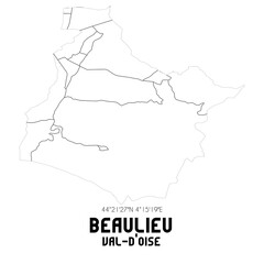 BEAULIEU Val-d'Oise. Minimalistic street map with black and white lines.