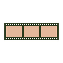 Poster with developed film. Dark room supplies. Retro photo shooting and printing concept. Art and hobbies. Hand drawn vector illustration isolated on white background.