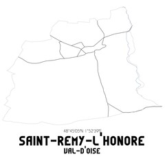 SAINT-REMY-L'HONORE Val-d'Oise. Minimalistic street map with black and white lines.