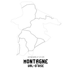 MONTAGNE Val-d'Oise. Minimalistic street map with black and white lines.