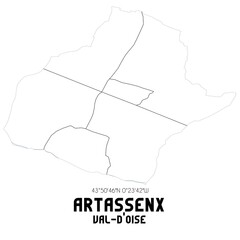ARTASSENX Val-d'Oise. Minimalistic street map with black and white lines.