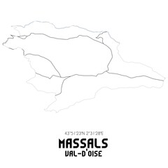 Obraz premium MASSALS Val-d'Oise. Minimalistic street map with black and white lines.