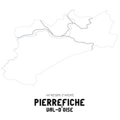 PIERREFICHE Val-d'Oise. Minimalistic street map with black and white lines.