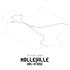 MOLLEVILLE Val-d'Oise. Minimalistic street map with black and white lines.