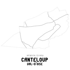 CANTELOUP Val-d'Oise. Minimalistic street map with black and white lines.