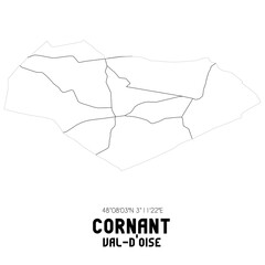 CORNANT Val-d'Oise. Minimalistic street map with black and white lines.