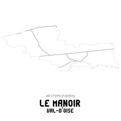 LE MANOIR Val-d'Oise. Minimalistic street map with black and white lines.