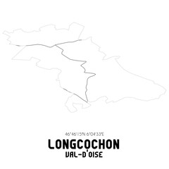 LONGCOCHON Val-d'Oise. Minimalistic street map with black and white lines.