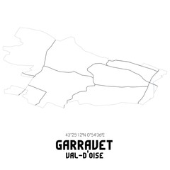 GARRAVET Val-d'Oise. Minimalistic street map with black and white lines.
