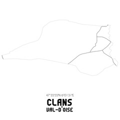 CLANS Val-d'Oise. Minimalistic street map with black and white lines.