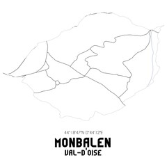MONBALEN Val-d'Oise. Minimalistic street map with black and white lines.