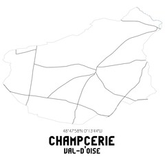 CHAMPCERIE Val-d'Oise. Minimalistic street map with black and white lines.