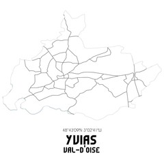 YVIAS Val-d'Oise. Minimalistic street map with black and white lines.