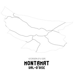 MONTAMAT Val-d'Oise. Minimalistic street map with black and white lines.