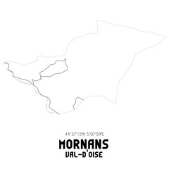 MORNANS Val-d'Oise. Minimalistic street map with black and white lines.