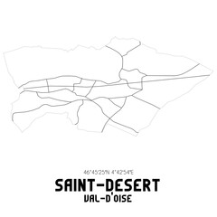 SAINT-DESERT Val-d'Oise. Minimalistic street map with black and white lines.