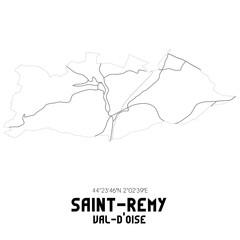 SAINT-REMY Val-d'Oise. Minimalistic street map with black and white lines.