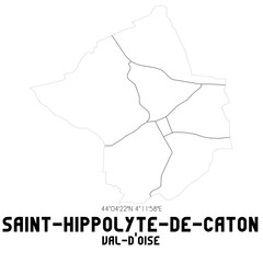 SAINT-HIPPOLYTE-DE-CATON Val-d'Oise. Minimalistic street map with black and white lines.