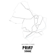 PRIAY Somme. Minimalistic street map with black and white lines.