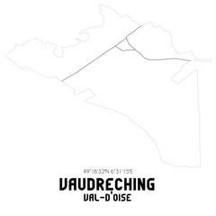 VAUDRECHING Val-d'Oise. Minimalistic street map with black and white lines.
