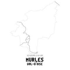 Fototapeta premium MURLES Val-d'Oise. Minimalistic street map with black and white lines.