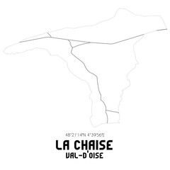 LA CHAISE Val-d'Oise. Minimalistic street map with black and white lines.