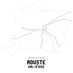 AOUSTE Val-d'Oise. Minimalistic street map with black and white lines.
